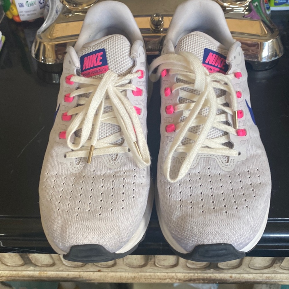 Nike light grey,blue and Pink running shoes. Like new-worn only a few times.